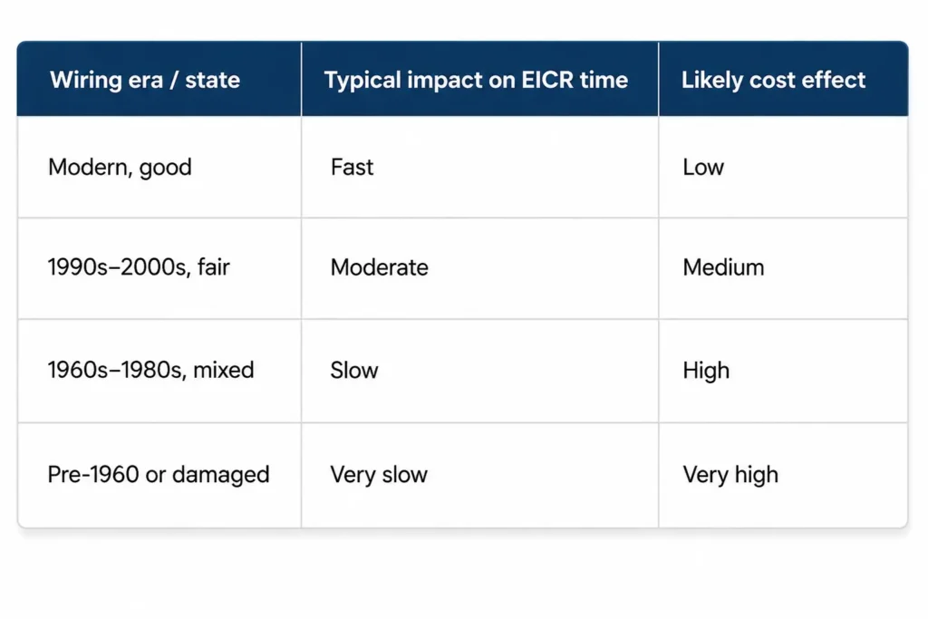 Age and Condition of the Wiring / EICR Cost Checklist London