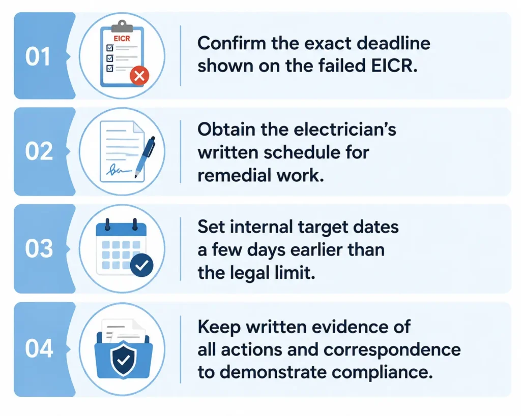 Confirm the Deadline for Repairs / Failed EICR Need to Rent 